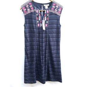 Artisan NY Navy Blue Pink Aztec Dress Size XS NWT